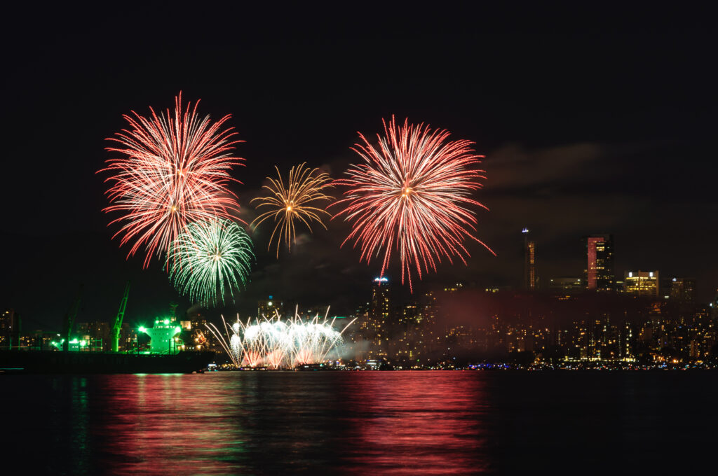 Fireworks above Vancouver.