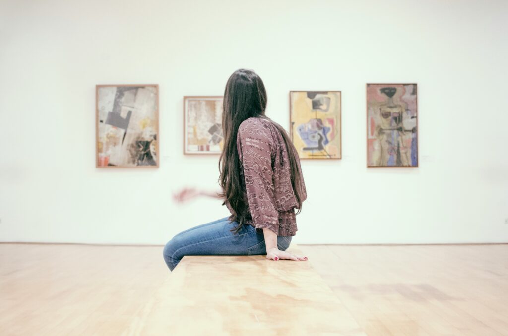Woman at an art gallery.